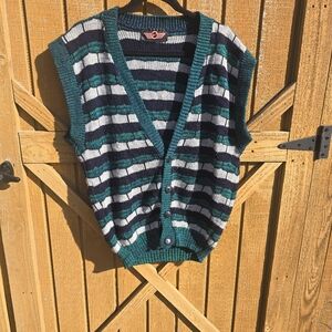 Striped Green and Black Women's Sweater Vest